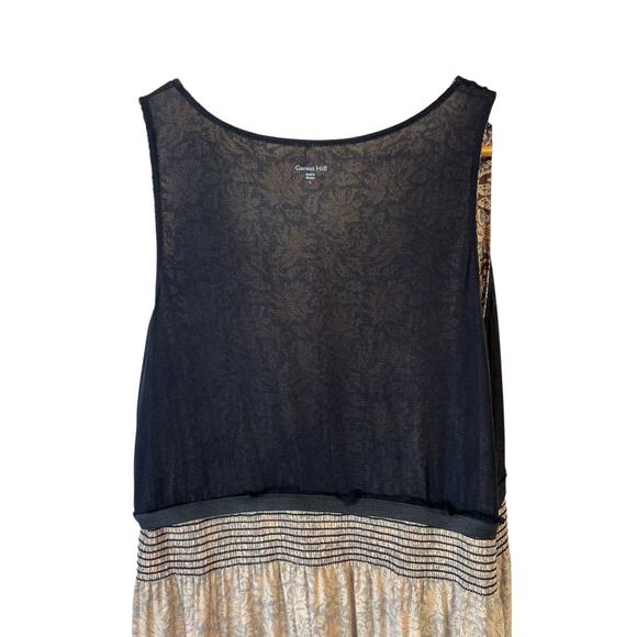 GARNET HILL Easy Smocked Maxi Dress Floral Print in Brown and Blue Women's Large - Picture 11 of 14